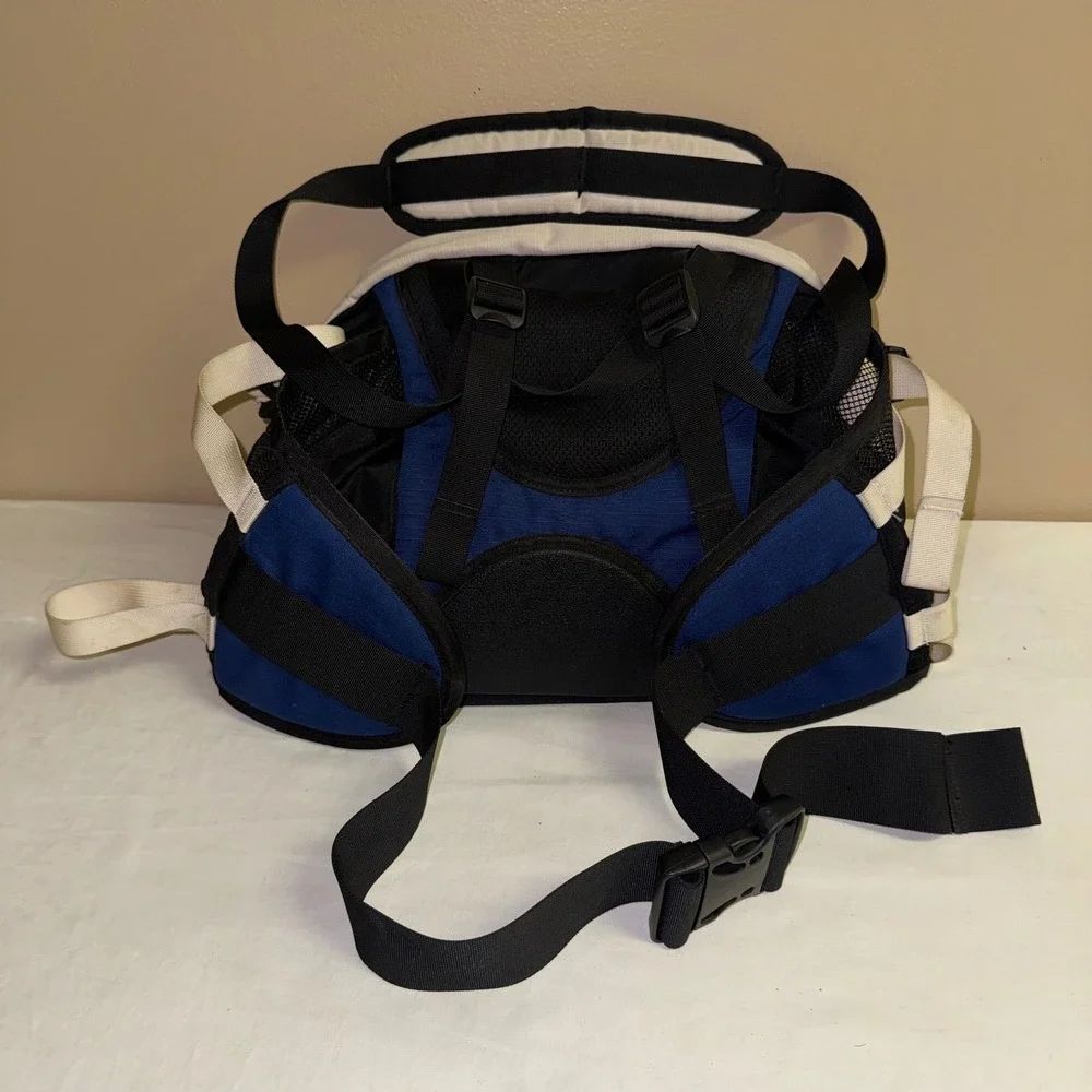 REI Lumbar Waist Pack Hiking Bag Blue Beige Black Mesh Pockets Adjustable Strap*